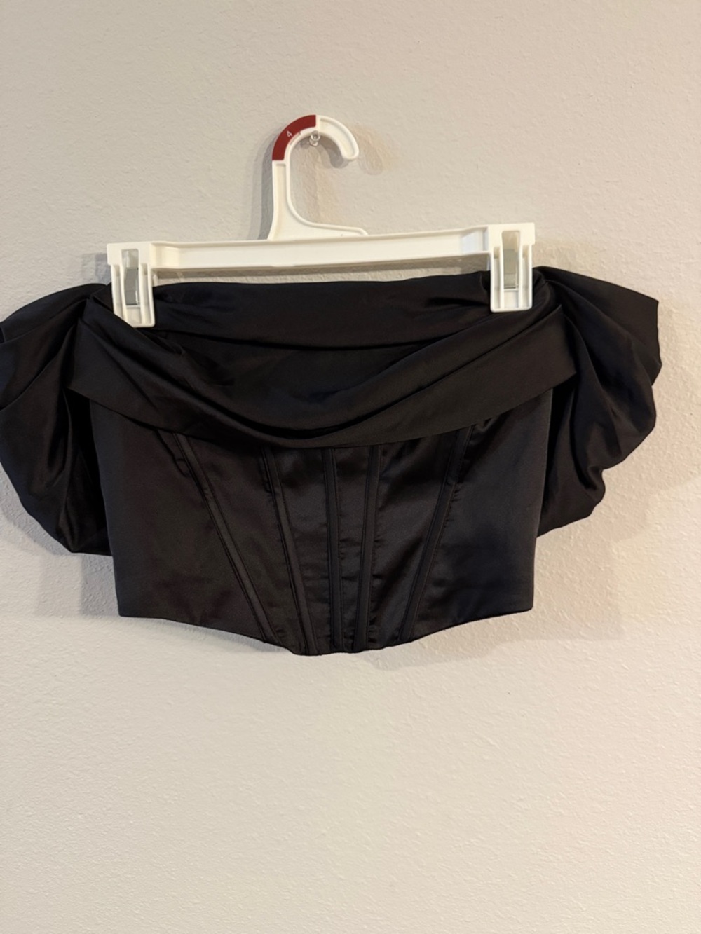 Reign Black Off-Shoulder Corset Crop Top